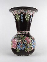 1W510 Régi Major Imre, vásárhelyi, barna kerámia váza 26 cm