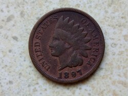 USA 1897 1 Cent indián fejes, Indian head, Amerikai Egyesült Államok.