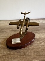 Vintage régi réz  katonai repülő modell, repülőgép- emléktárgy-fényképtartó-relikvia emlék