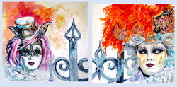 Carnival of Venice collection -  watercolor painting - Velencei karnevál kollekció - akvarell
