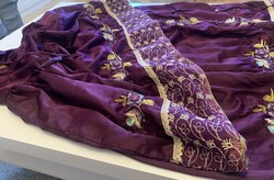 Álomszép luxus nyersselyem hernyóselyem selyem ruha gyöngyökkel kivarrt indiai szoknya bolero