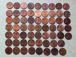 USA 61 db különböző 1 Cent 1962-2013 P, D Amerikai Egyesült Államok.