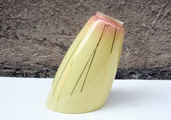 Lámpabúra retro stílus , festett arany csíkok mintás színes üveg  lámpa , búra 19,5x11cm , ø 5.2 cm