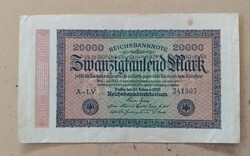 Német Weimar inflácíós 20.000 marka 1923 . F2025