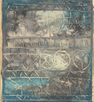 Georgios Tzortzoglou - Tinosi jegyzet 33 x 30 cm pasztell, dombornyomás, merített papír 1995