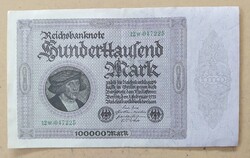 Német Weimar inflácíós 100.000 marka 1923 . F2025