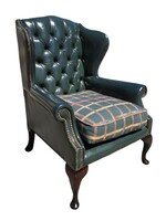 Elegáns Angol Chesterfield bőr füles fotel B255