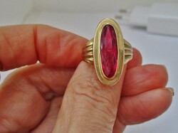 Gyönyörű régi art deco stílusú 14kt aranygyűrű nagy sz. rubinnal
