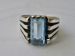 Gyönyörű antik art deco  ezüst gyűrű kéktopáz kővel