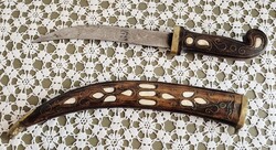 Dísz tőr- 20. századi kindzsál fa hüvellyel, gyöngyház berakással, 52 cm