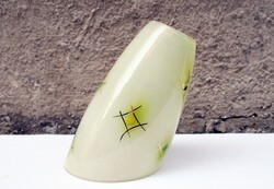Lámpabúra retro stílus , festett arany csíkok mintás színes üveg  lámpa , búra 19x11cm , ø 5 cm
