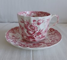 Anrik angol fajansz, Copeland csokoládés csésze alátéttel, May dekorral