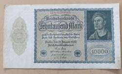 Német Weimar inflácíós 10.000 marka 1922 . F2025
