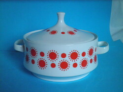 Retró Alföldi porcelán Centrum varia mintás leveses tál.