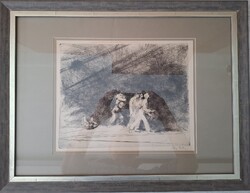 Szász Endre: Menekülők, rézkarc, új keretben