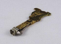 1W493 Régi, fajdkakasos, bronz nyelű solingeni acél szivarvágó, szivarolló