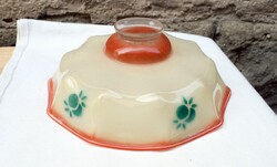 Lámpabúra népi retro stílus , színes stil virág minta festett üveg , lámpa , búra 25x10 cm , ø 6cm