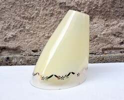 Lámpabúra retro stílus , festett arany csíkok mintás színes üveg  lámpa , búra 19x13cm , ø 5 cm