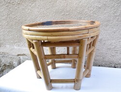 Rattan kis asztal , virágtartó , tükör asztallap 42,5 x 33 cm