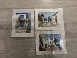 4 darab akvarell kép  25 x 32 cm