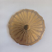 Régi, réz  púdertartó, piperetükörrel, tokkal- vintage smink kellék