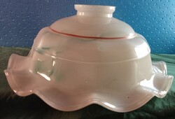 Fodros /békebeli konyhai/ festett üveg lámpa búra 0.5 kg, 24.5/12 cm