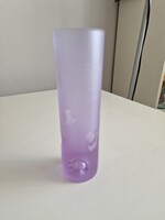Különleges, vintage üveg váza, az aljában egy buborék, oldalán átlátszó sima részek, mint nagyítók