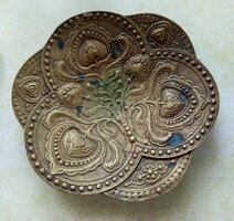 Hirmann Ferenc Fémárúgyár Budapest, antik réz szappantartó, hamutartó, masszív 552 Gramm