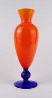 1W496 Művészi, festett, tango üveg talpas váza 25.5 cm