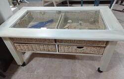 Rattan fiókos asztal
