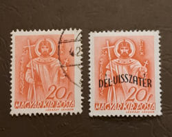 1941. Dél visszatér 20 Fillér  Felülpecsételt  1/6/8