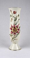 1U311 Vajszínű orchideás Zsolnay porcelán váza 26.3 cm