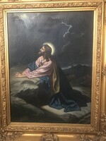 Jézus az olajfák hegyén , olaj , vászon . Jelzett , lent ismeretlen szignóval
