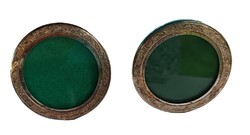 Art Deco, kerek sterling  925-ös ezüst keretes fényképtartók párban