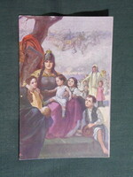 Képeslap,Honvédelmi minisztérium hadsegélyező hivatal,huszár,katona roham,özvegyek,árvák,1915-