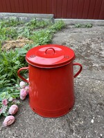 10 literes piros Bonyhádi  Zománcos Zománcozott  zsírosbödön bödön Vendő Falusi paraszti