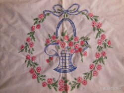 PÁRNA  - ALKUKÉPES - HÍMZETT - 48 x 35 cm - RÉGI - PAMUTVÁSZON - HIBÁTLAN