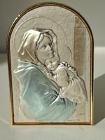 Szüz Mária kis Jézussal, ezüstözött kép