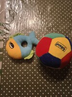 Plüss bébi játék 2 együtt , csörgő, Alkudható