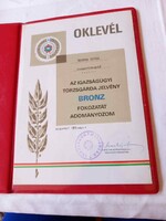 Igazságügyi 10 éves törzsgárda jelvény adományozó oklevél