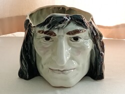 Majolika humidor 17x17x13cm - kaspó ceruzatartó polcdísz régi