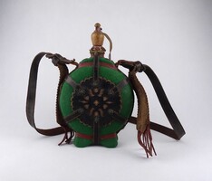 1W708 Régi csikós kulacs, posztóval borított fa kulacs, vizes kulacs 29 cm
