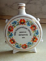 1974 Hollóházi Porcelán Kulacs, Butykos. MSZMP MPI Pártbizottság ajándéka. Kádár-korszak.