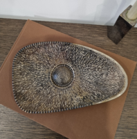 Vintage kalapált/ domborított  iparművészeti  fém tál , falidísz- 30 cm