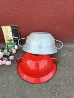 36 cm Bonyhádi piros Zománcos Zománcozott alumínium  vájling nagymama kincse  hagyatéki