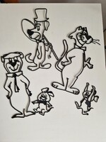 Retro Foxi Maxi, Maci Laci, Kandúr Bandi és az egerek Inci és Finci műanyag fali figurák