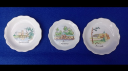 3db. Aquincumi porcelán Gyula ,Harkány, Mecsek emlék tál tálkák.
