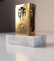 Art Deco Argentor réz gyufatartó márvány talpon