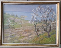 Csáki - Maronyák József (1910 - 2002): Virágzó mandulafák (Balaton)
