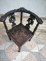 Antik Neoreneszànsz eklektikus Trónus karosszék ,Savonarola,  faragàsokkal..Sarokszék